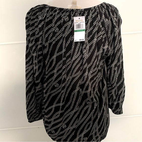 MICHAEL KORS BLACK / SILVER CHAIN LINK MK LOGO TOP - Picture 1 of 6